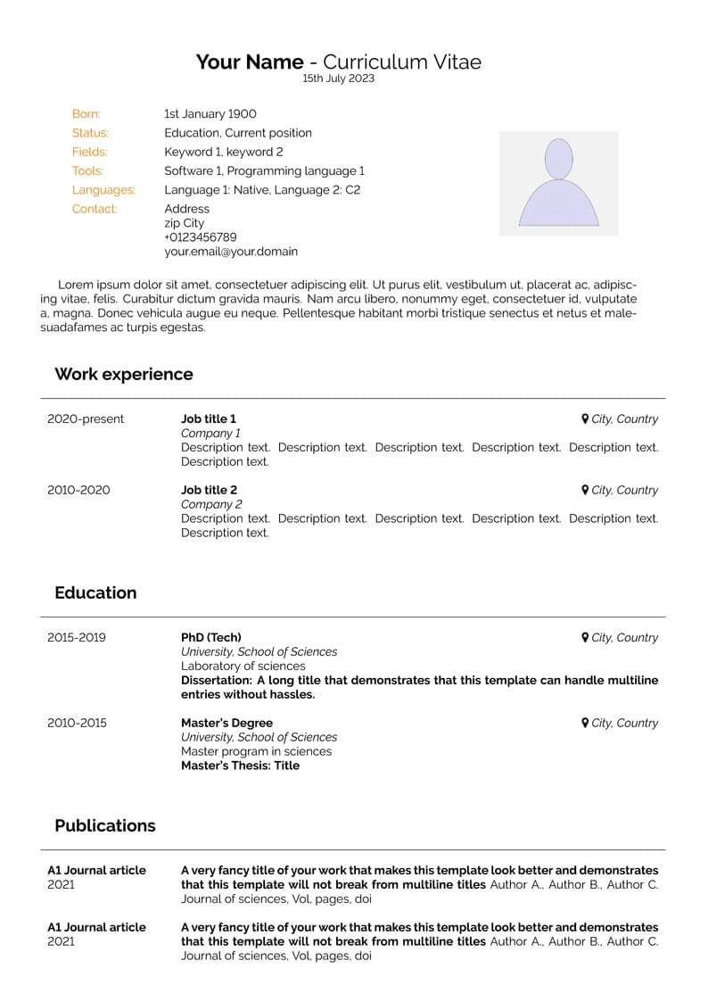 Scalable CV Template