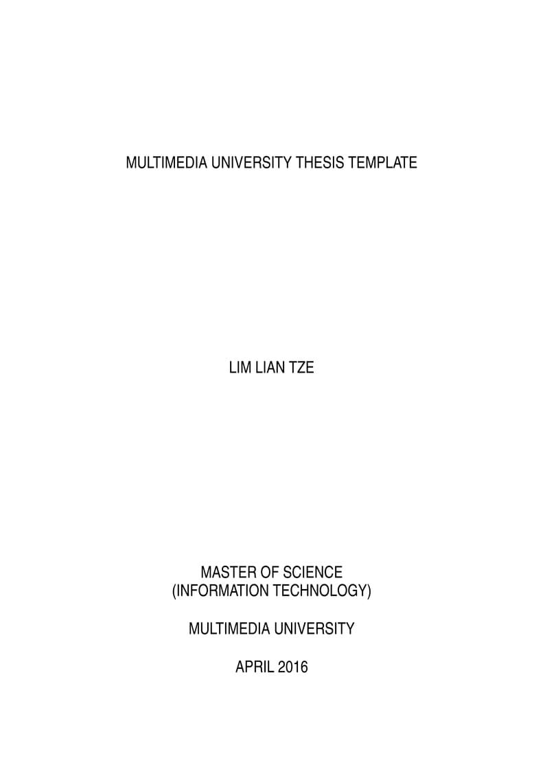 Multimedia University (MMU) Thesis Template