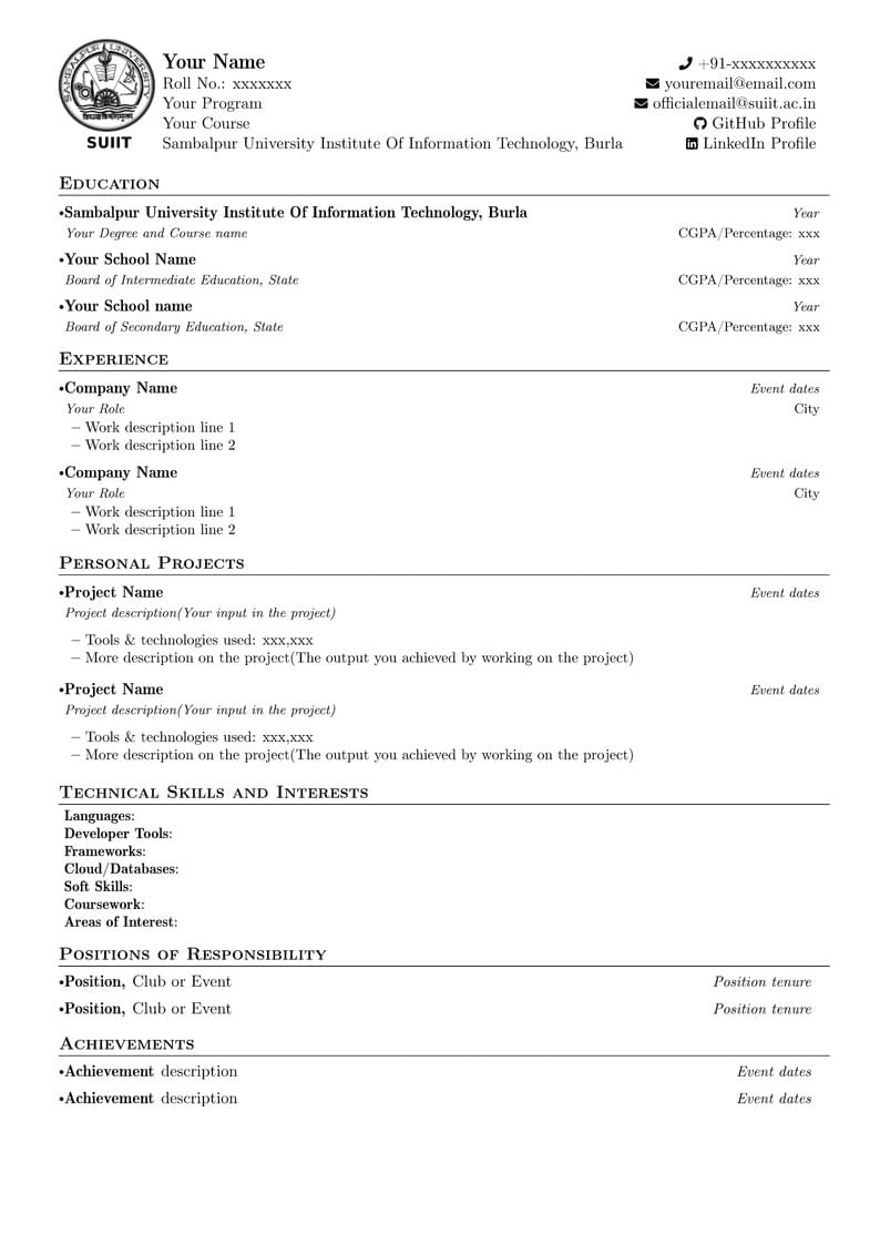 SUIIT Burla Resume