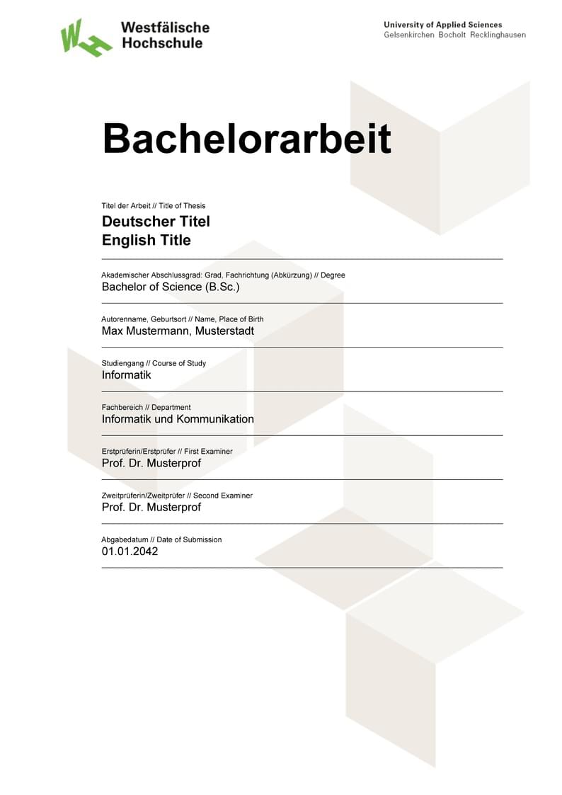 Vorlage Bachelorarbeit Informatik Westfälische Hochschule