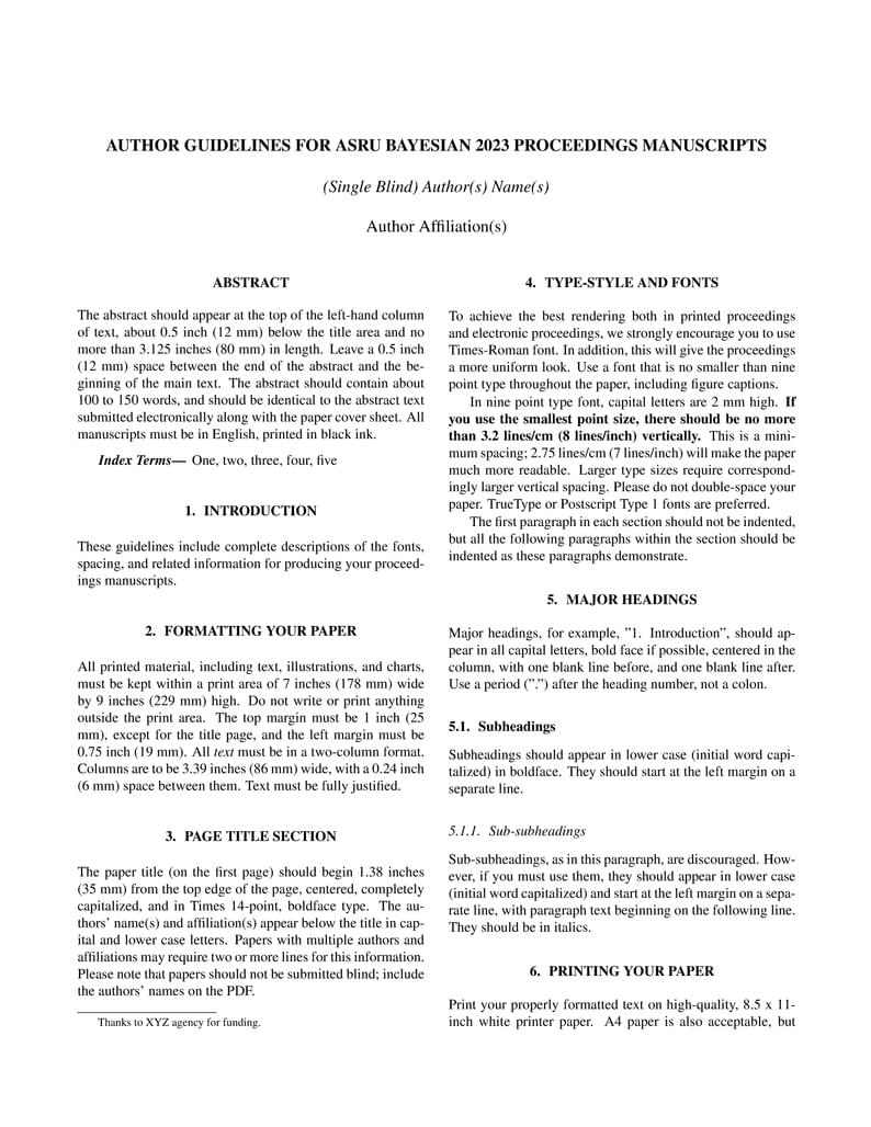 IEEE ASRU 23 Bayesian LaTeX Template