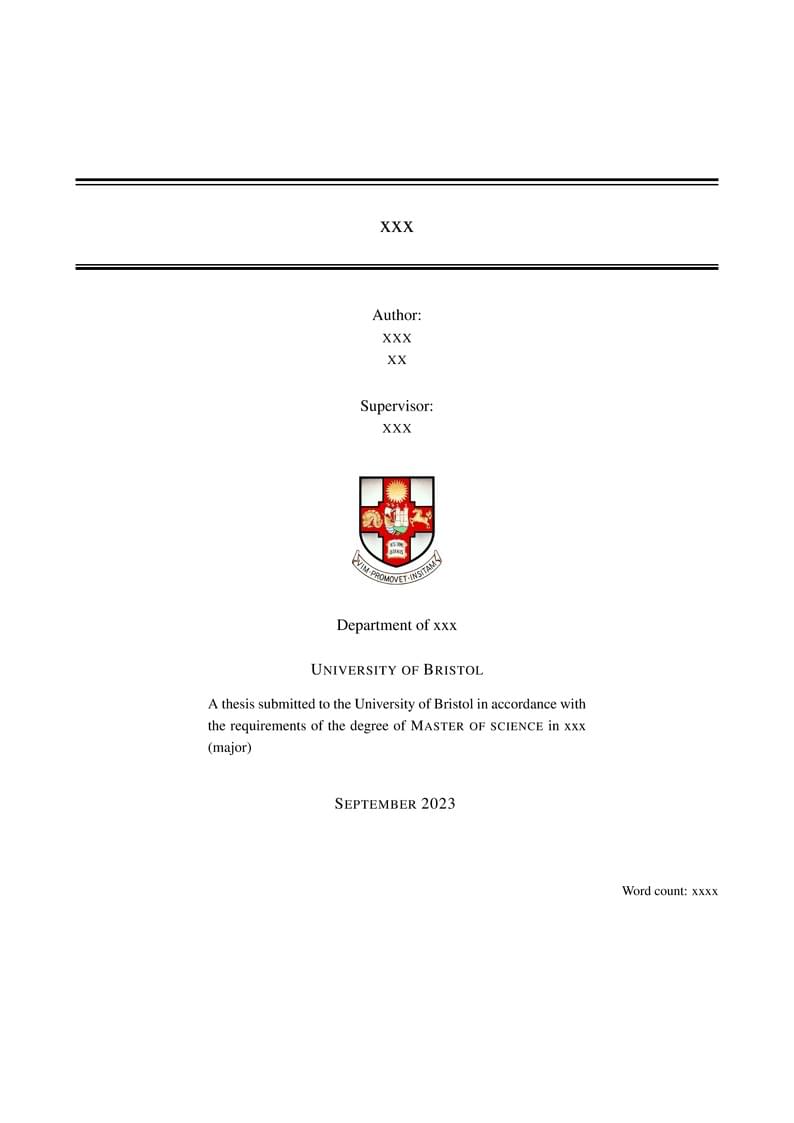University of Bristol (Master's Thesis) Template