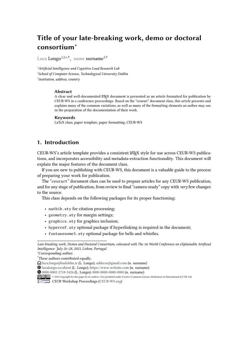 xAI-2023 - Template for Late-breaking work, DEMOs and Doctoral consortium manuscripts