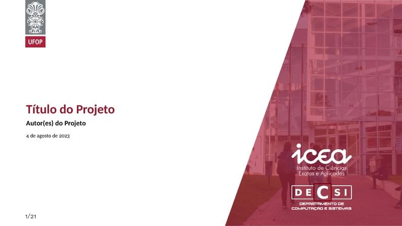 Template de Apresentação UFOP - ICEA (DECSI)
