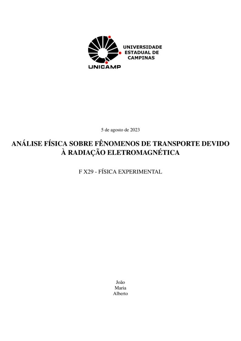 Template Relatório Física Experimental - Unicamp