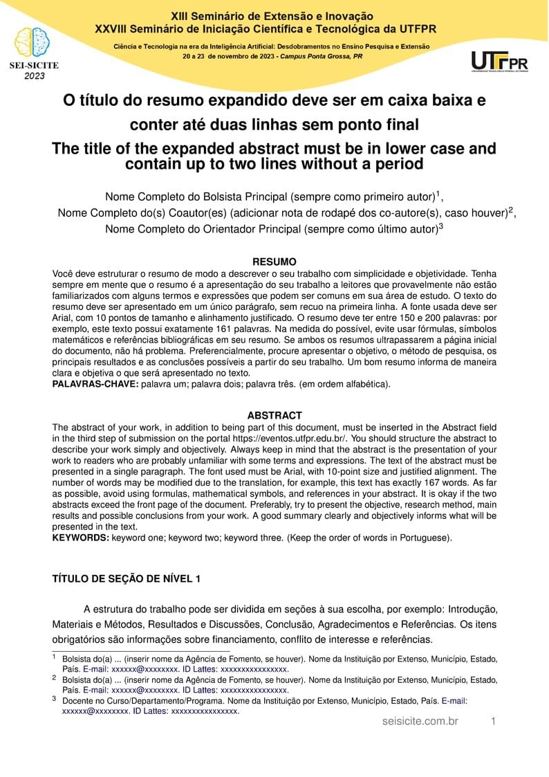 Template SEI 2023 - UTFPR-PG