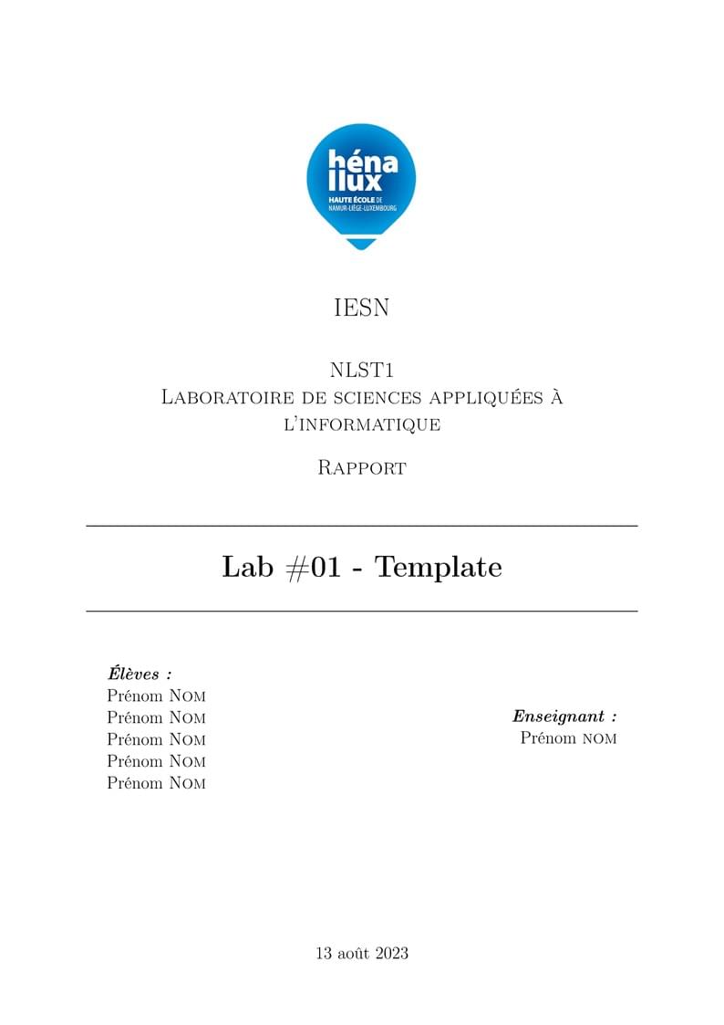 Henallux IESN - LSA Rapport Template