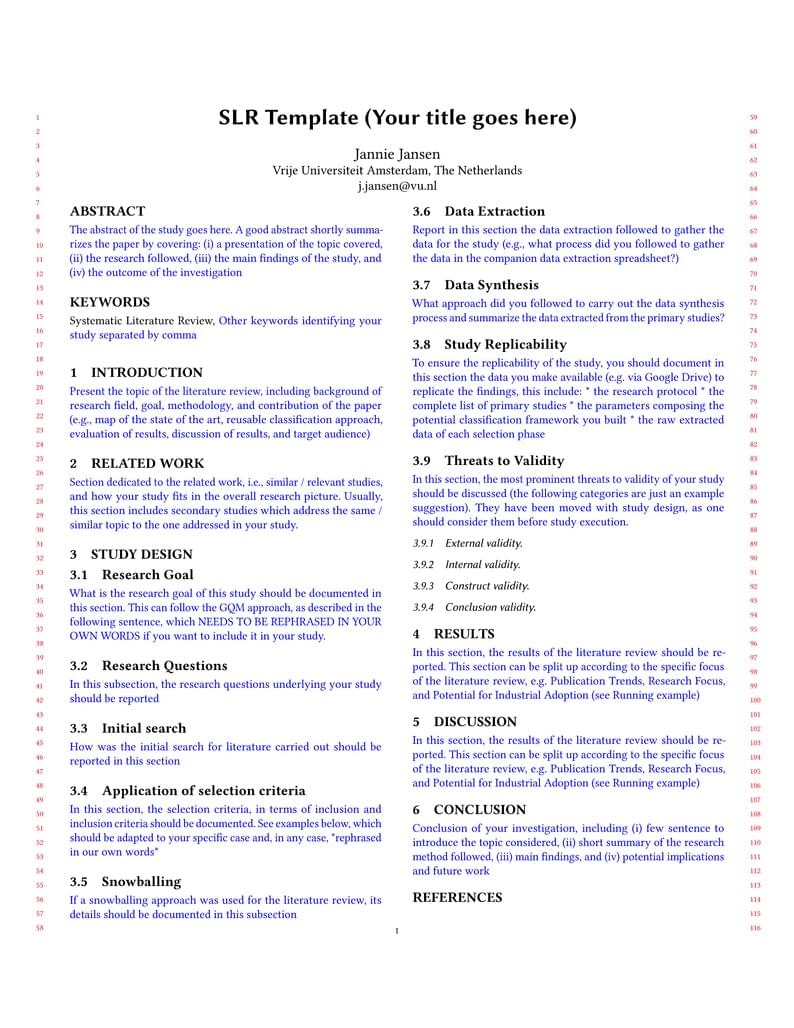 Literature Study report template