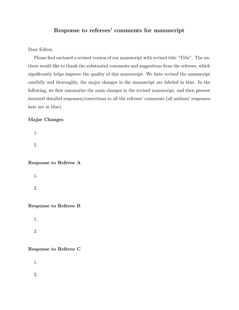 Response to Referee template