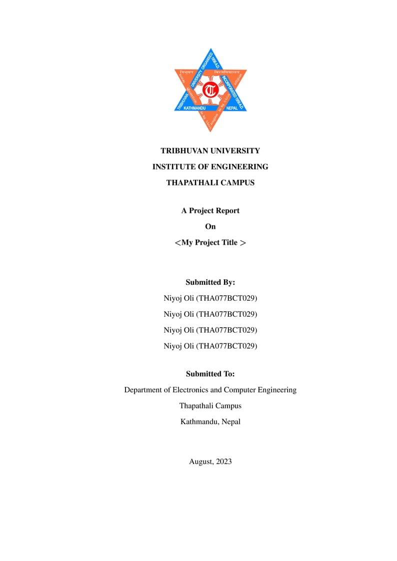 IOE, Thapathali Campus Report Submission Template