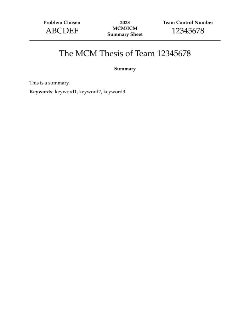 美国大学生数学建模竞赛(MCM/ICM)论文模板