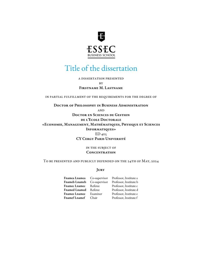 ESSEC PhD dissertation template