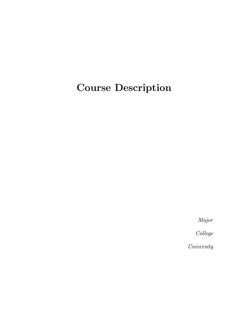 Course Description Template