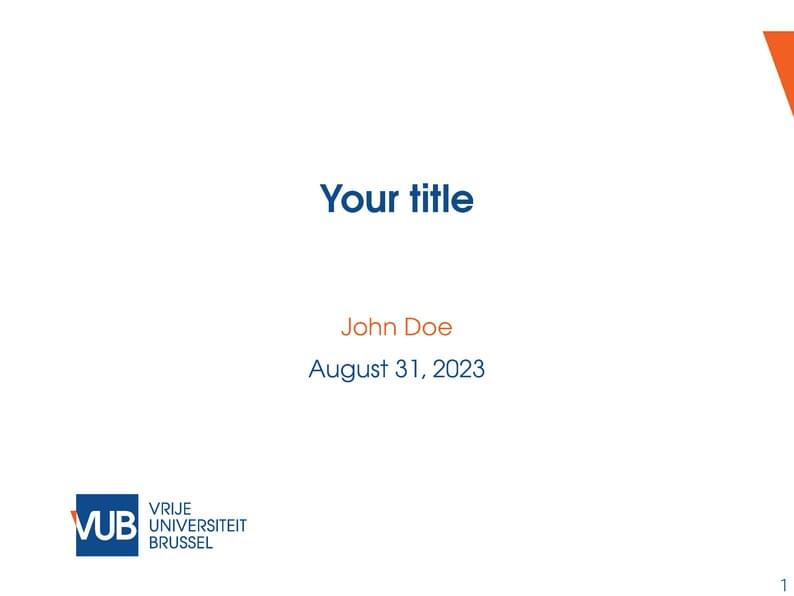 VUB - Vrije Universiteit Brussel - beamer presentation