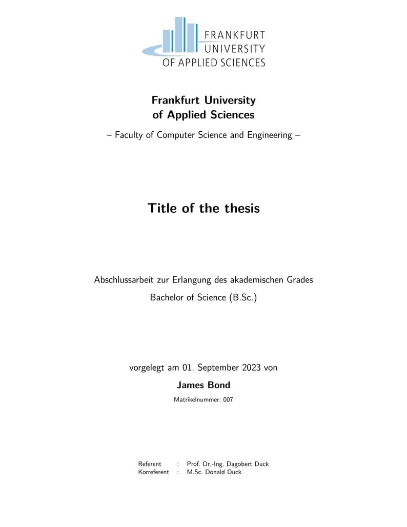 FRA-UAS (Frankfurt University of Applied Sciences) Thesis Template