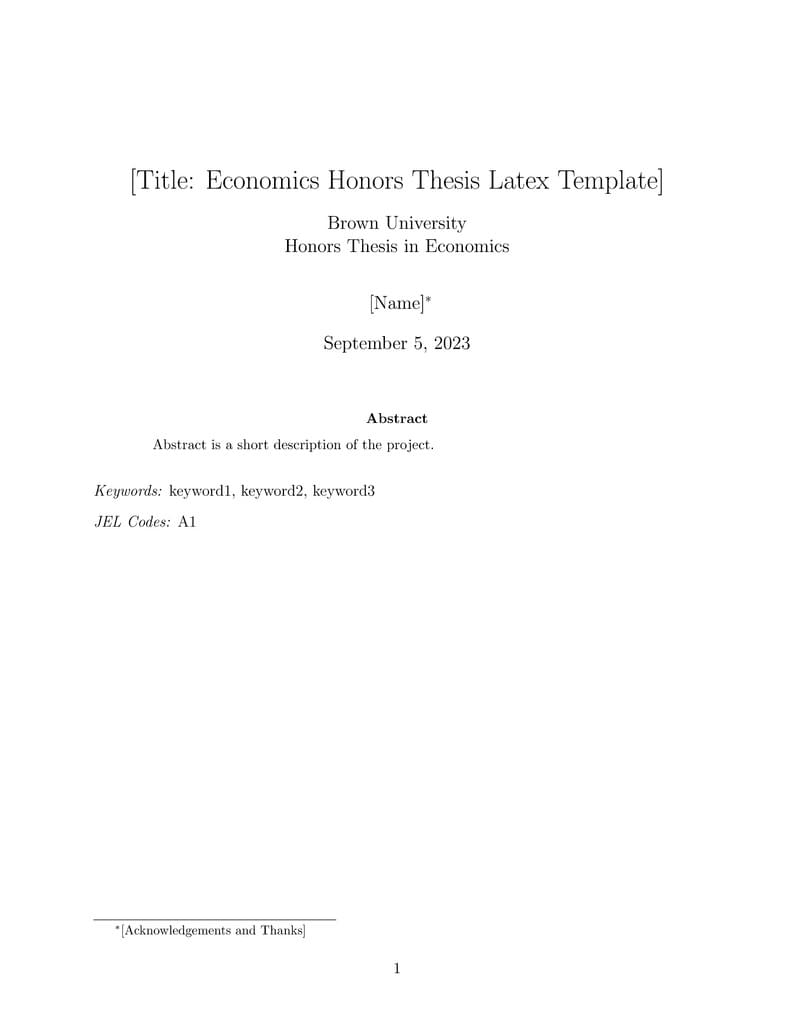 Brown University Economics Honors Thesis LaTeX Template