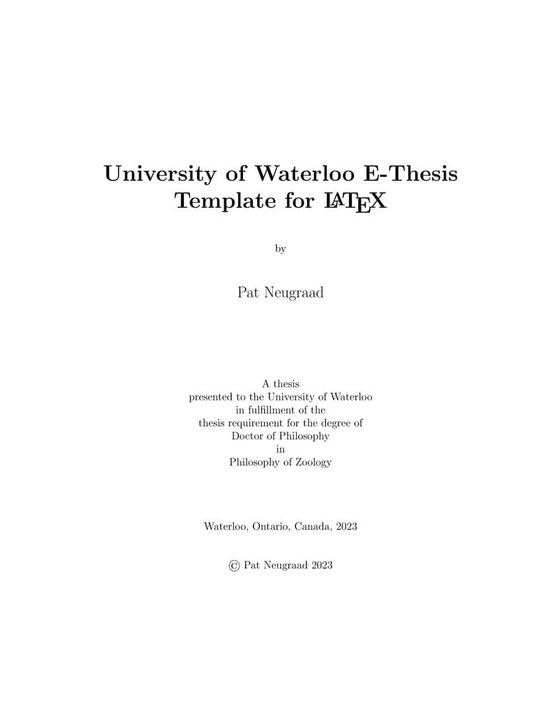 University of Waterloo Thesis Template updated August 2023