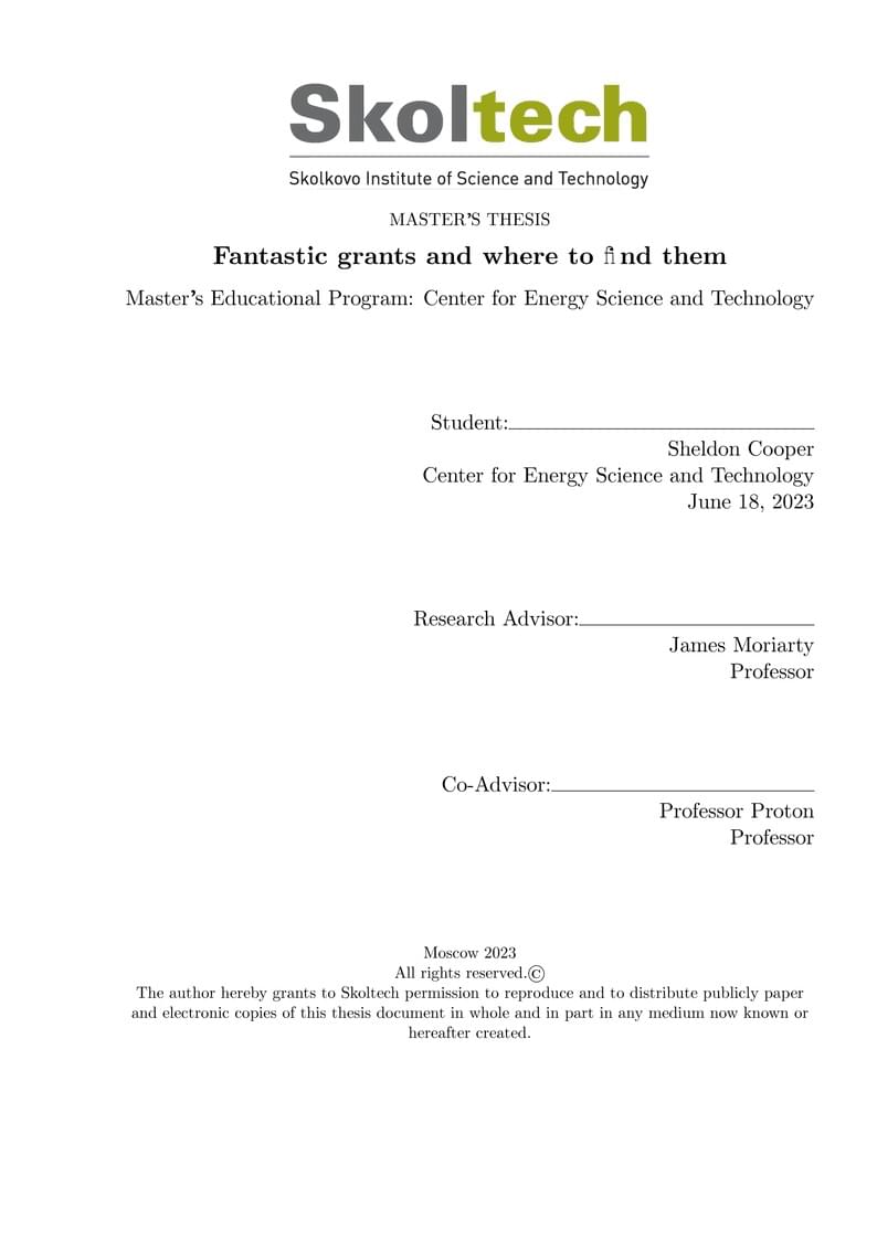Skoltech MSc Thesis Template (Unofficial)