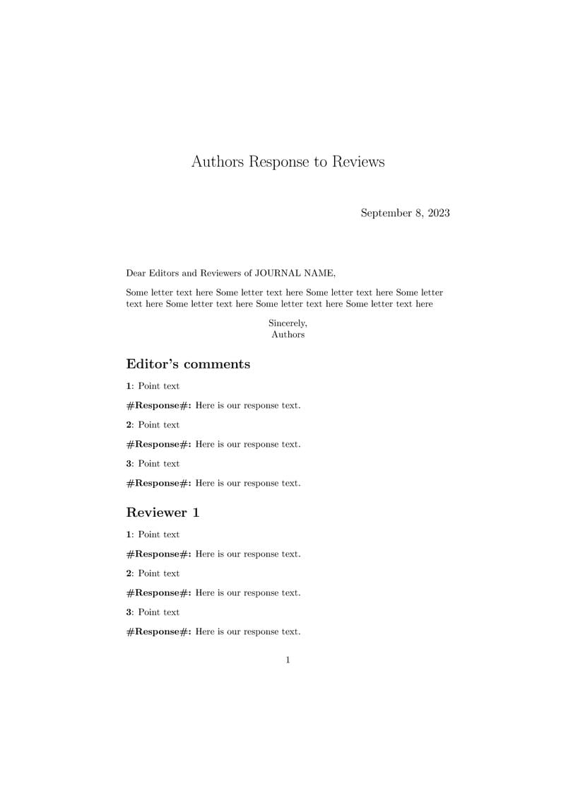 Review response letter