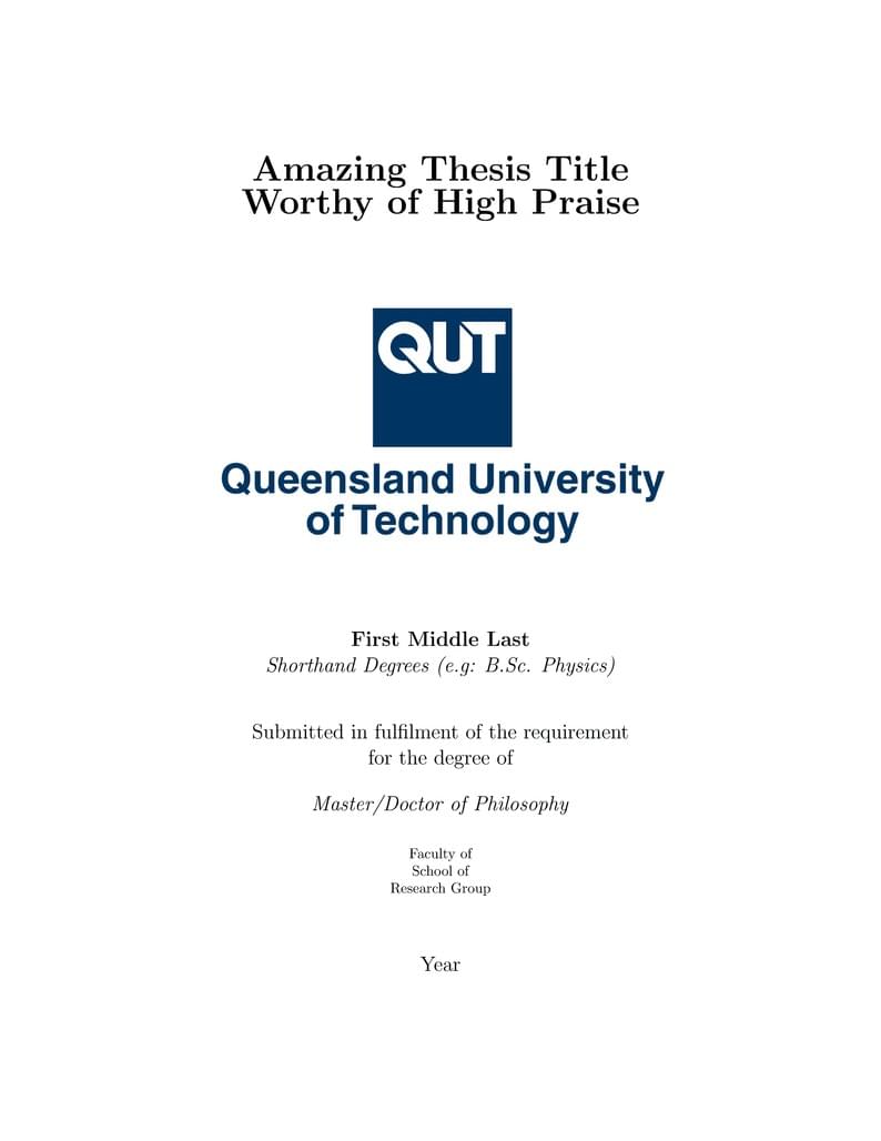 Queensland University of Technology Thesis
