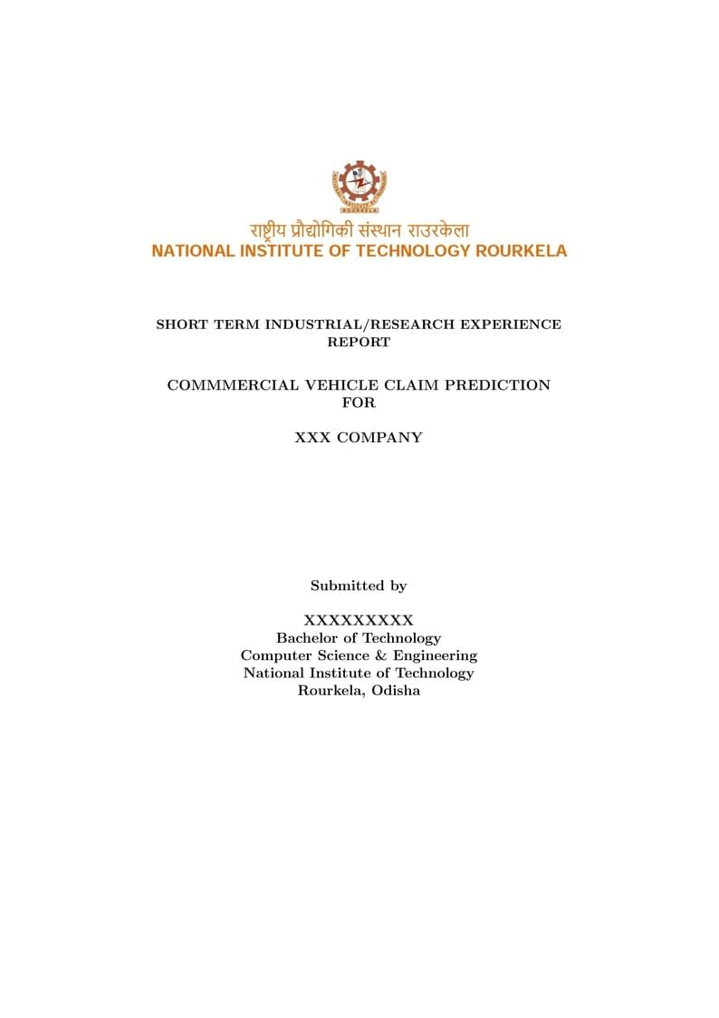 NIT Rourkela Internship Report