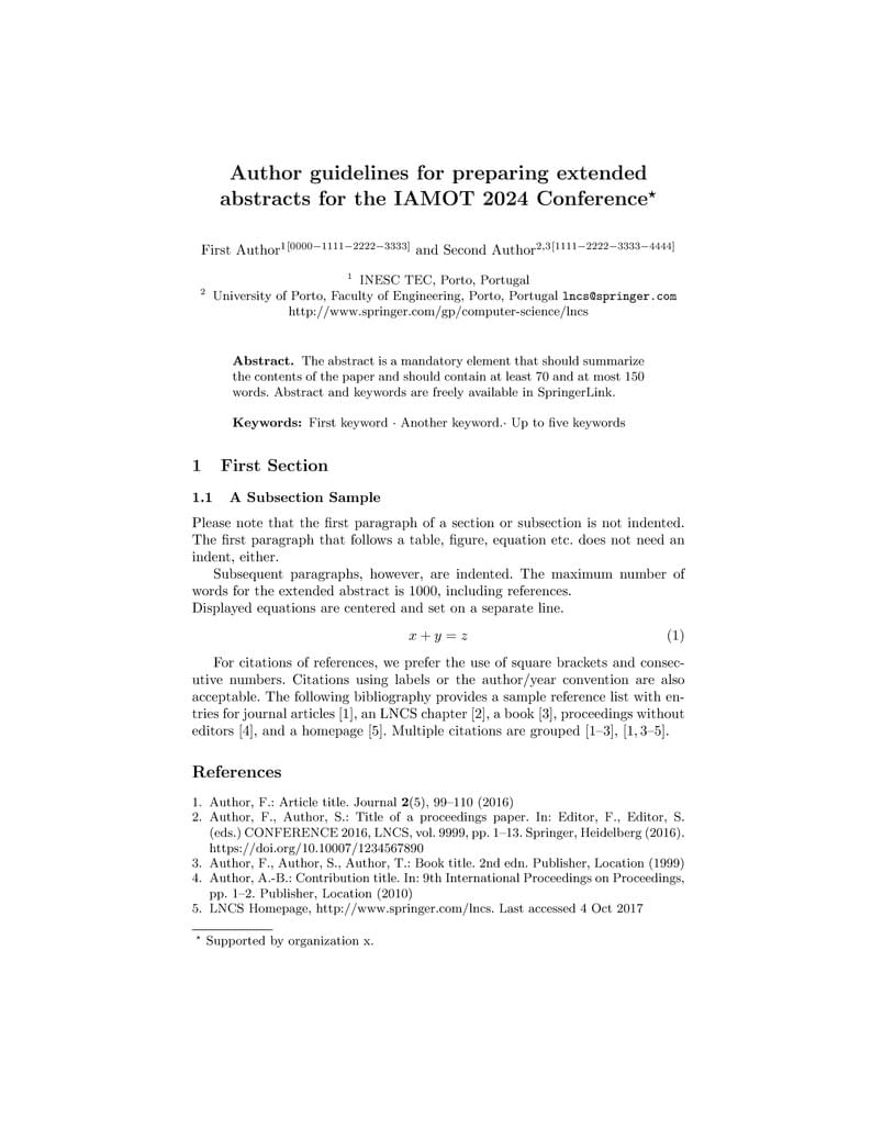 Authors Guidelines Extended Abstract IAMOT 2024
