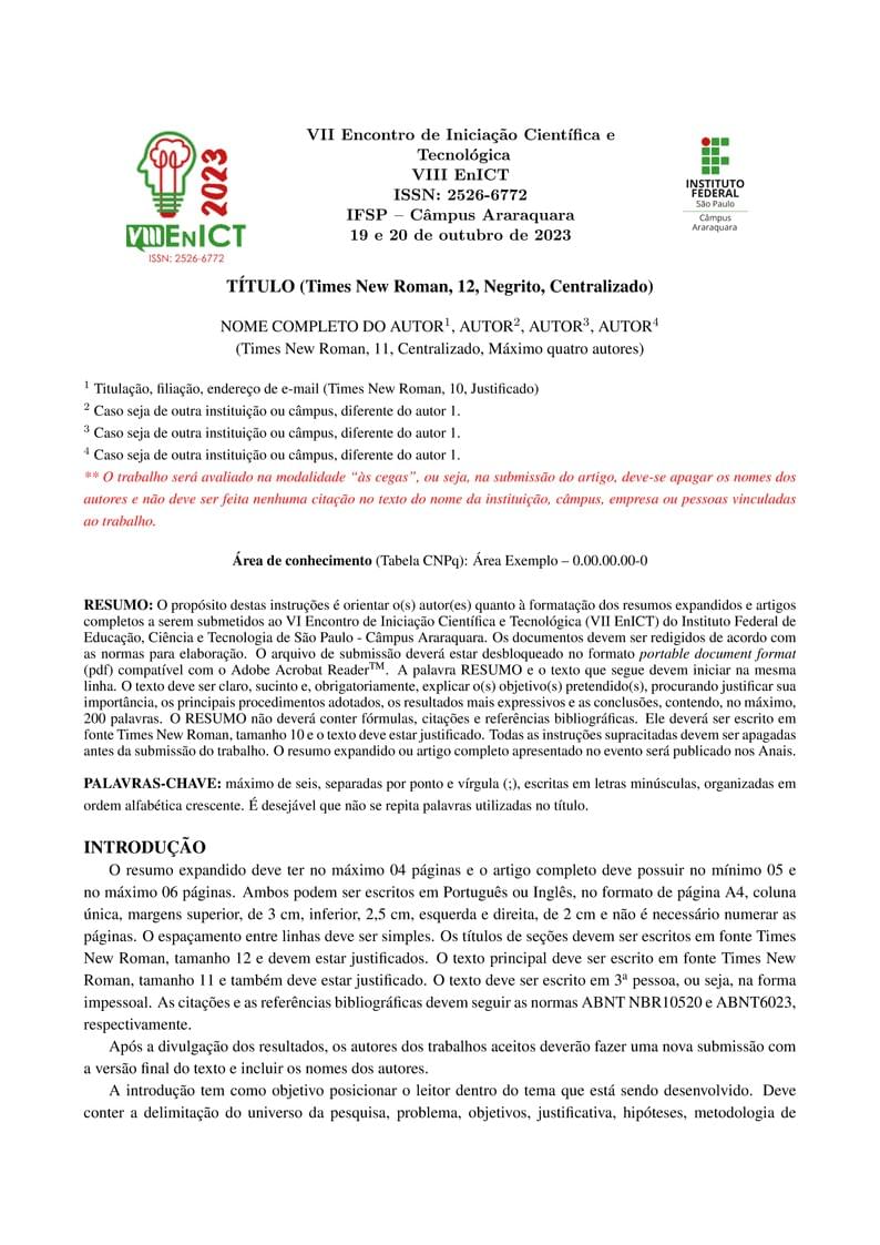 Template do VIII EnICT