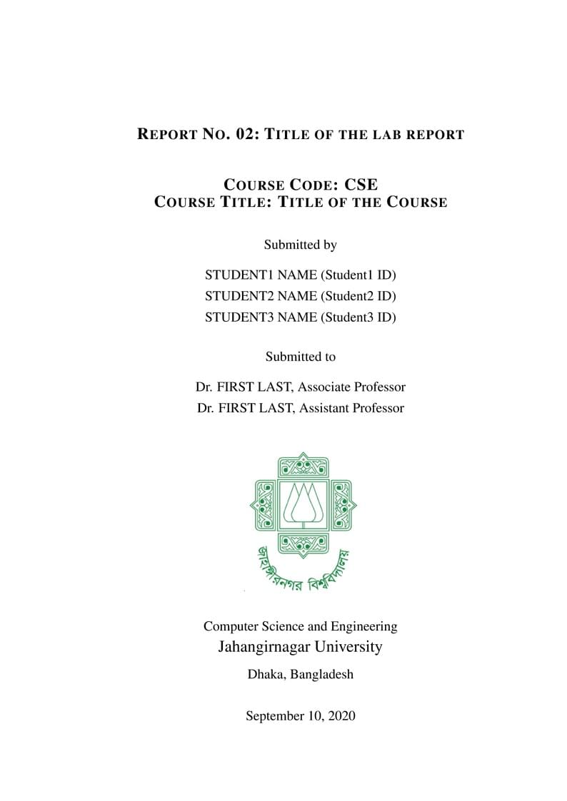JU CSE Report Template
