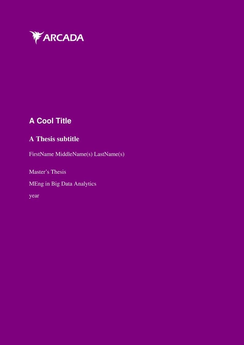 Arcada UAS - BDA thesis template
