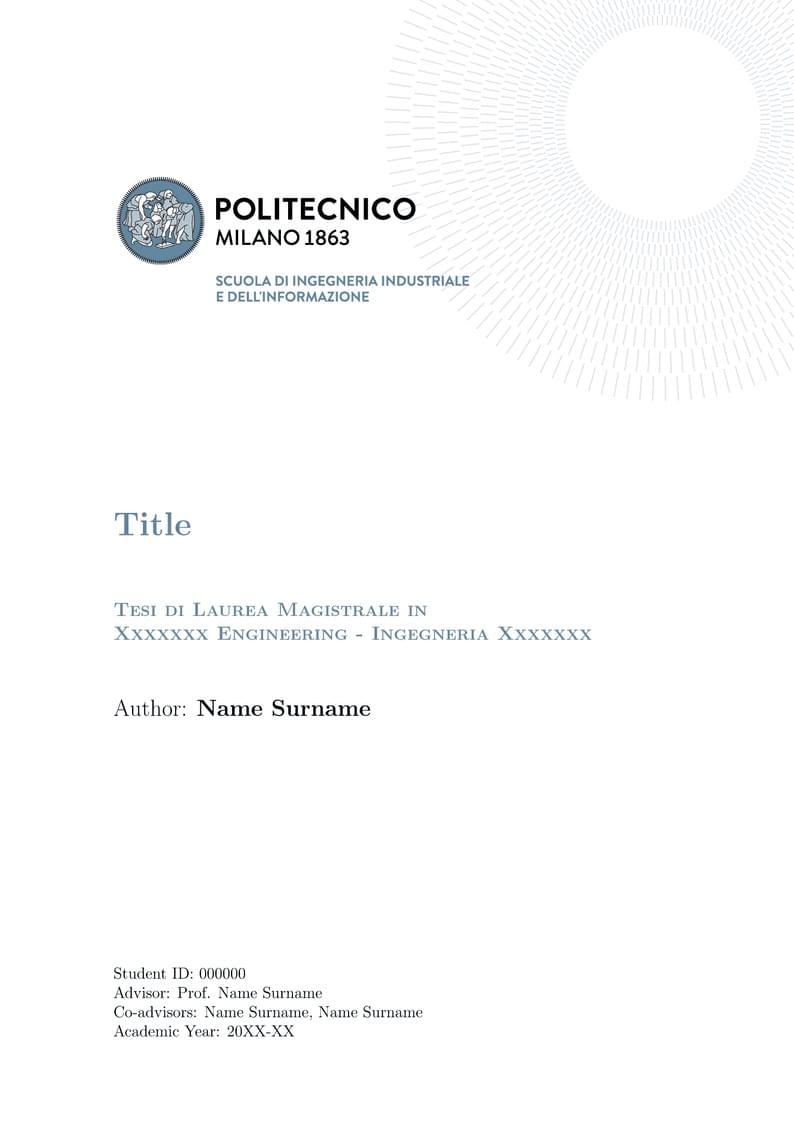 Classical Format Thesis - Scuola di Ingegneria Industriale e dell'Informazione - Politecnico di Milano