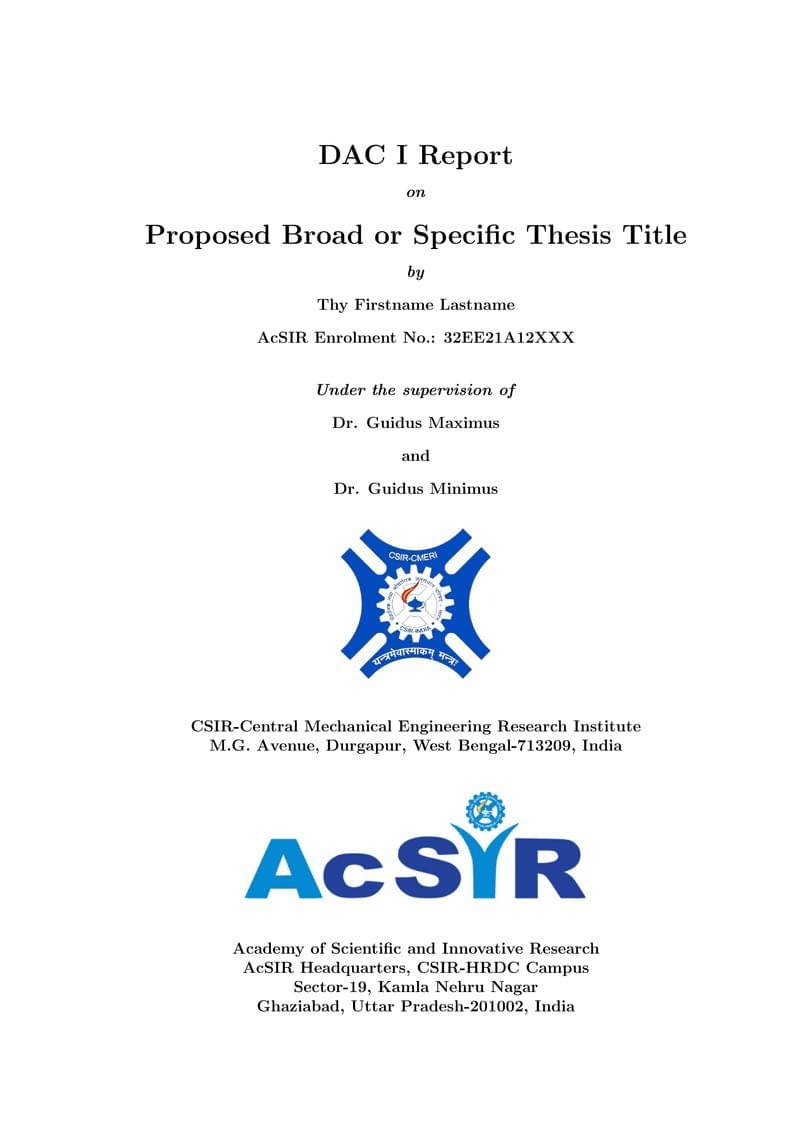 AcSIR DAC Report Format