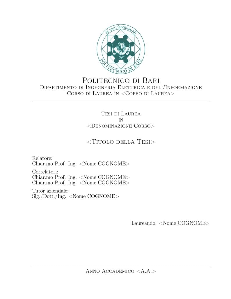 Polytechnic University of Bari, DEI - Thesis Template - ITA
