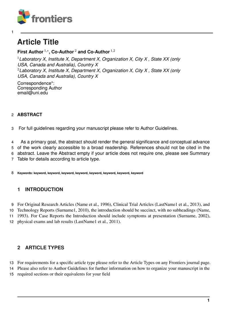 Template for Frontiers Journal