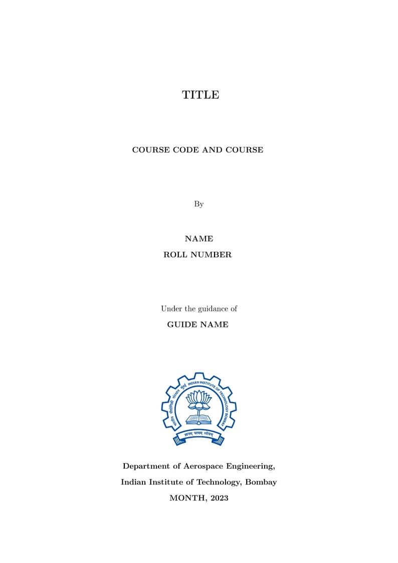 IIT Bombay Aerospace Department project/ seminar reportTemplate