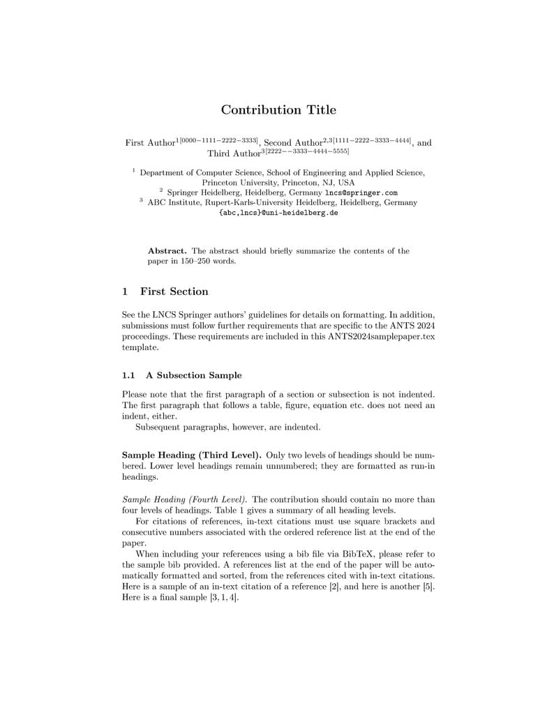 ANTS2024 Template (based on Springer LCNS)
