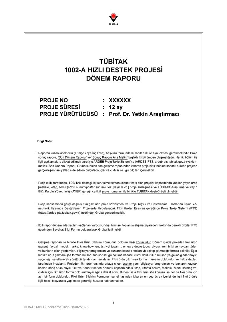 TÜBİTAK-1002-A-Dönem-Raporu