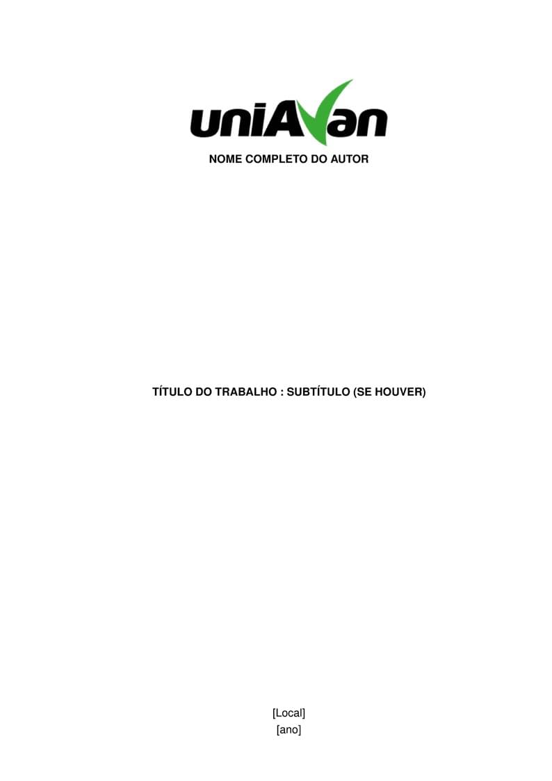 UNIAVAN - Template para trabalhos acadêmicos