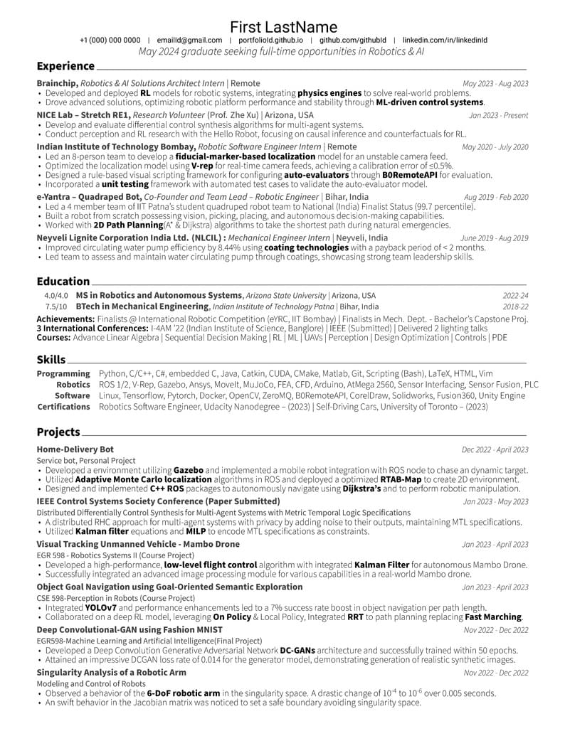 Generic Resume Template