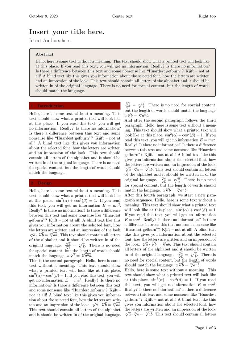 ShortPaper Template