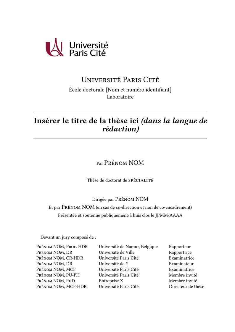 PhD thesis template Université Paris Cité