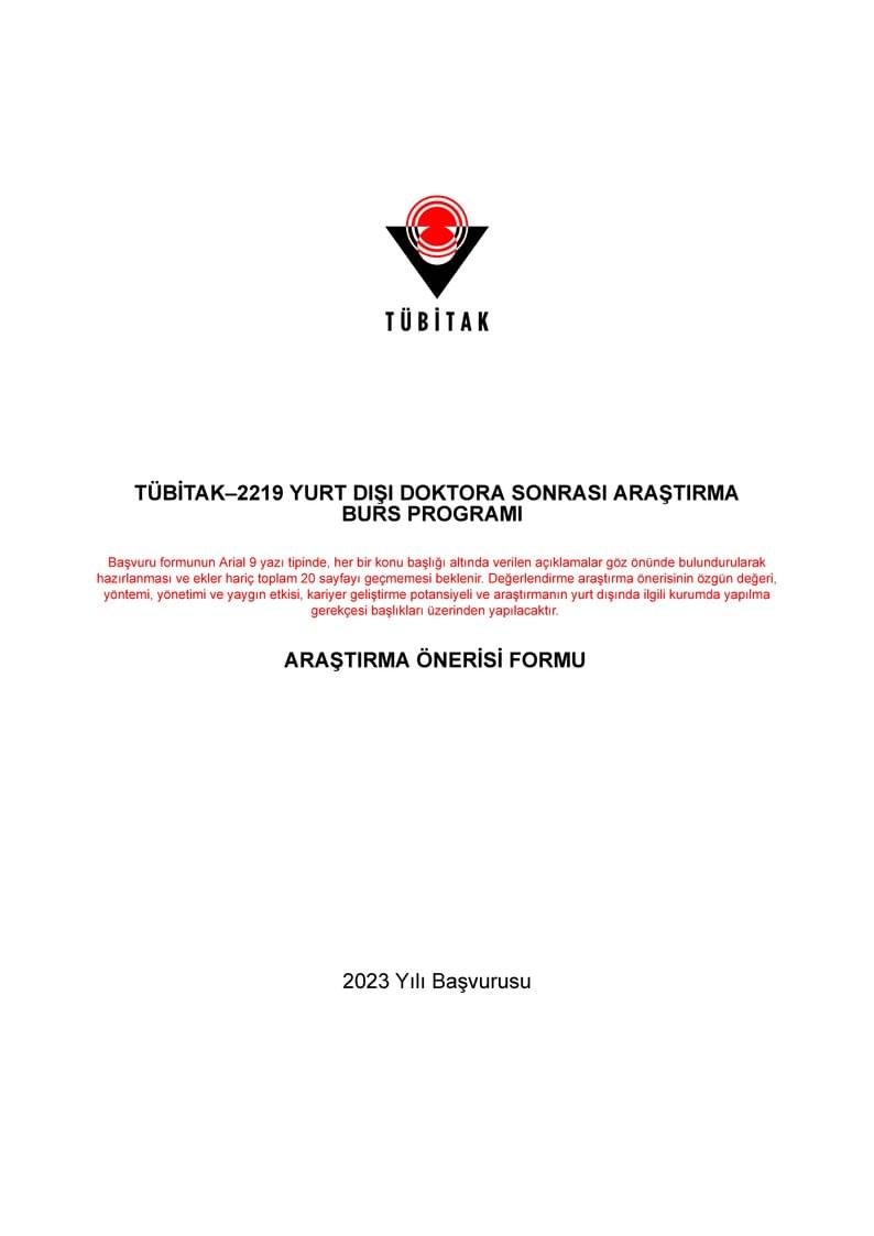 TÜBİTAK-2219-Başvuru-Formu