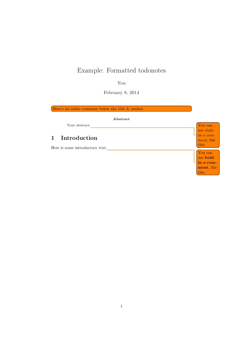 Example: Formatted todonotes