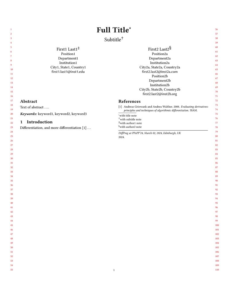 Differentiable Programming Workshop at PPoPP'24 Template