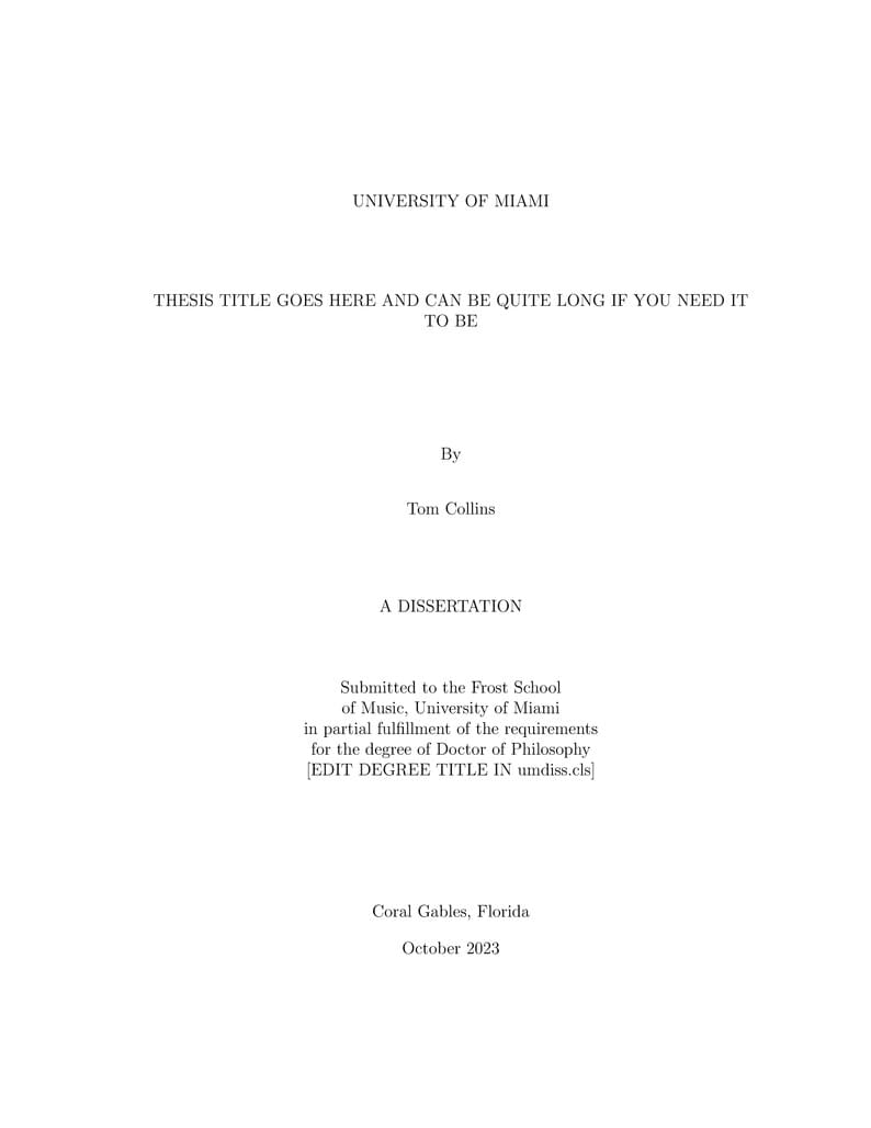 University of Miami thesis template