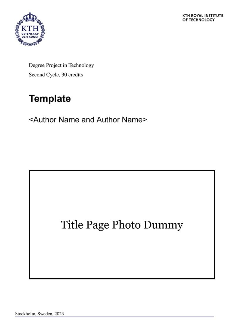 KTH Master Thesis Template