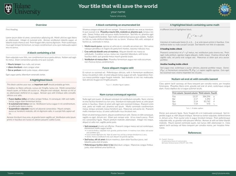 Tulane Poster Unofficial Template (MATH)