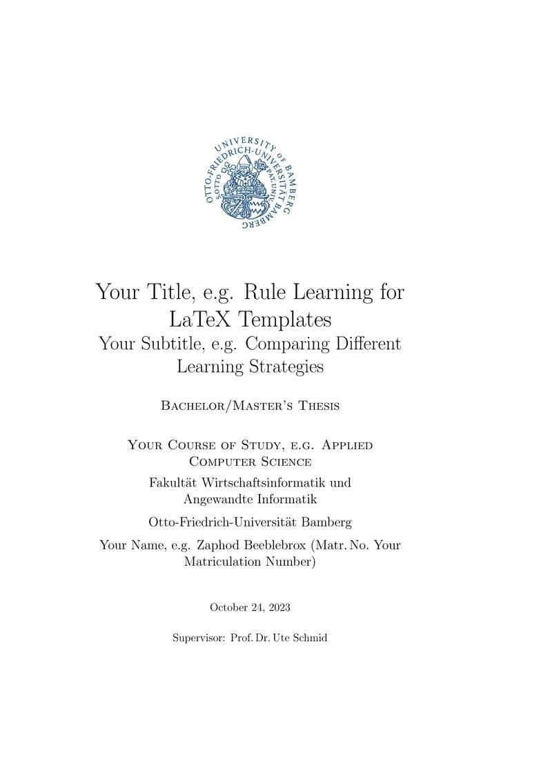 Thesis Template Cognitive Systems Group University Bamberg