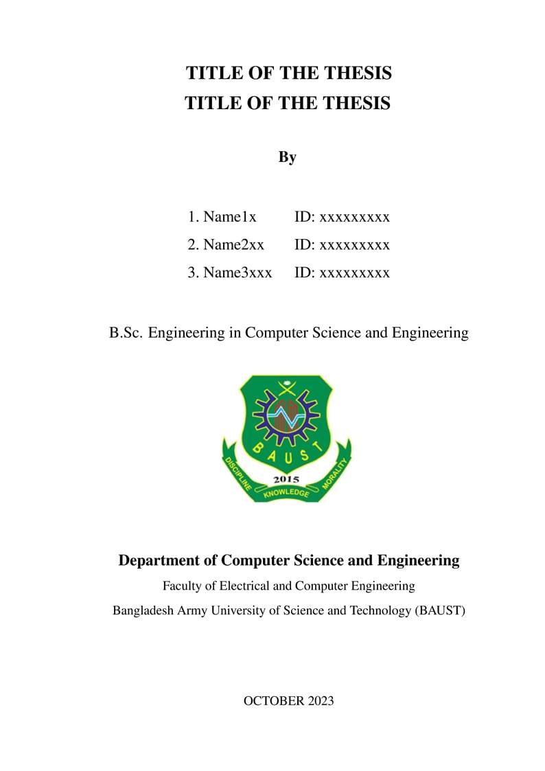 Final Year Thesis Book Template BAUST (CSE)
