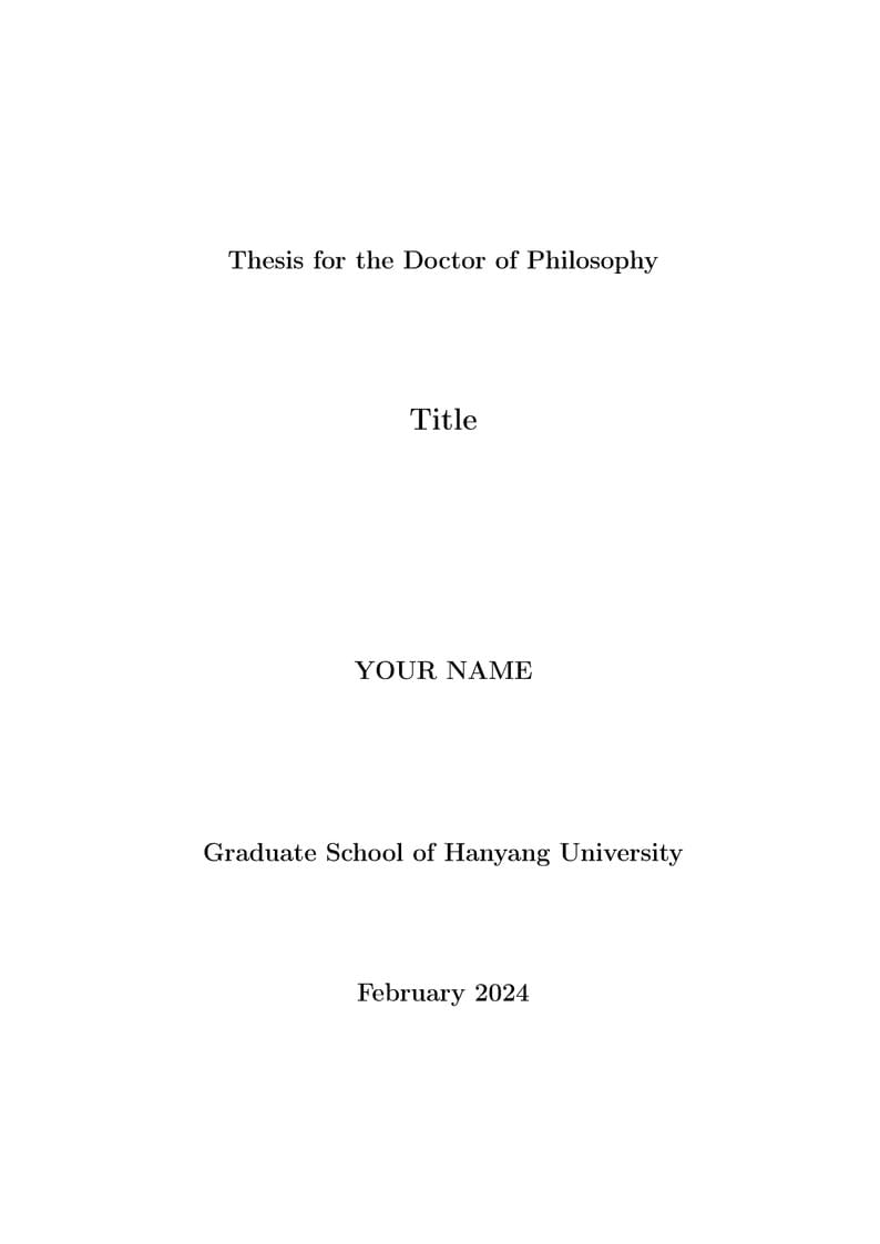 Hanyang University Ph.D. dissertations template