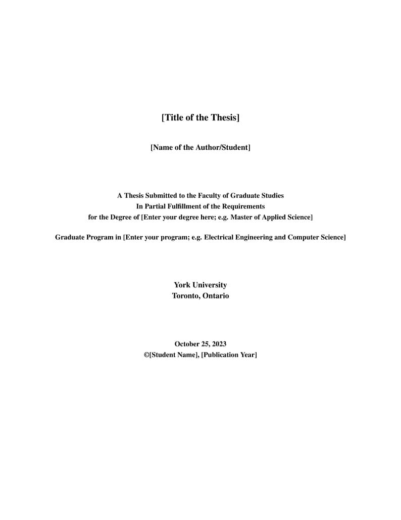 Master Thesis Template - York University
